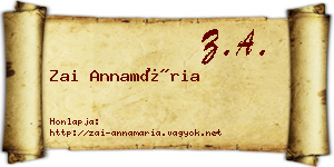 Zai Annamária névjegykártya